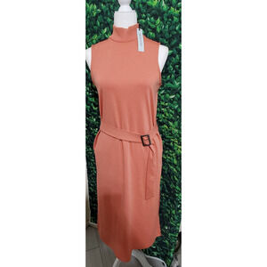 Prologue Turtle Neck Sleeveless Dress-Calm Orange XS